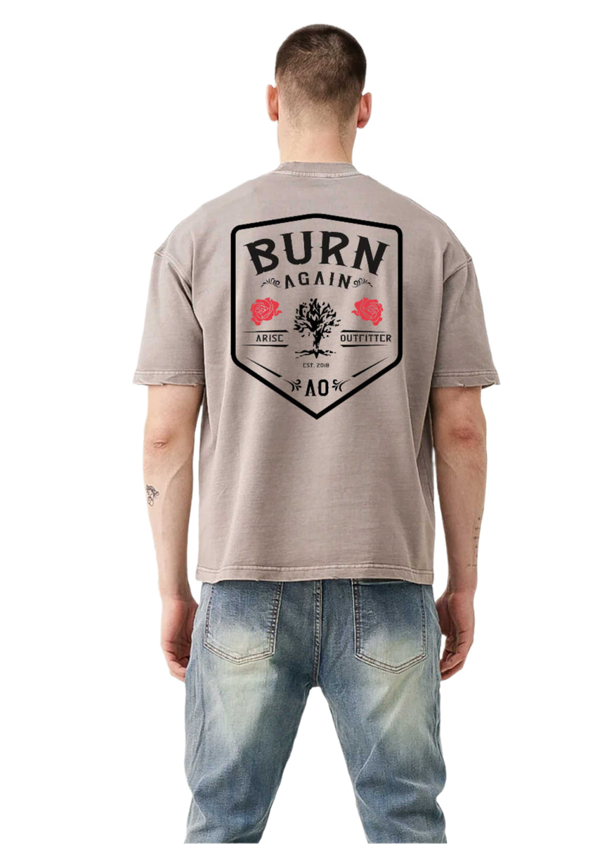 Burn Again | 10 OZ Oversized Garment Dyed Distressed T-Shirt