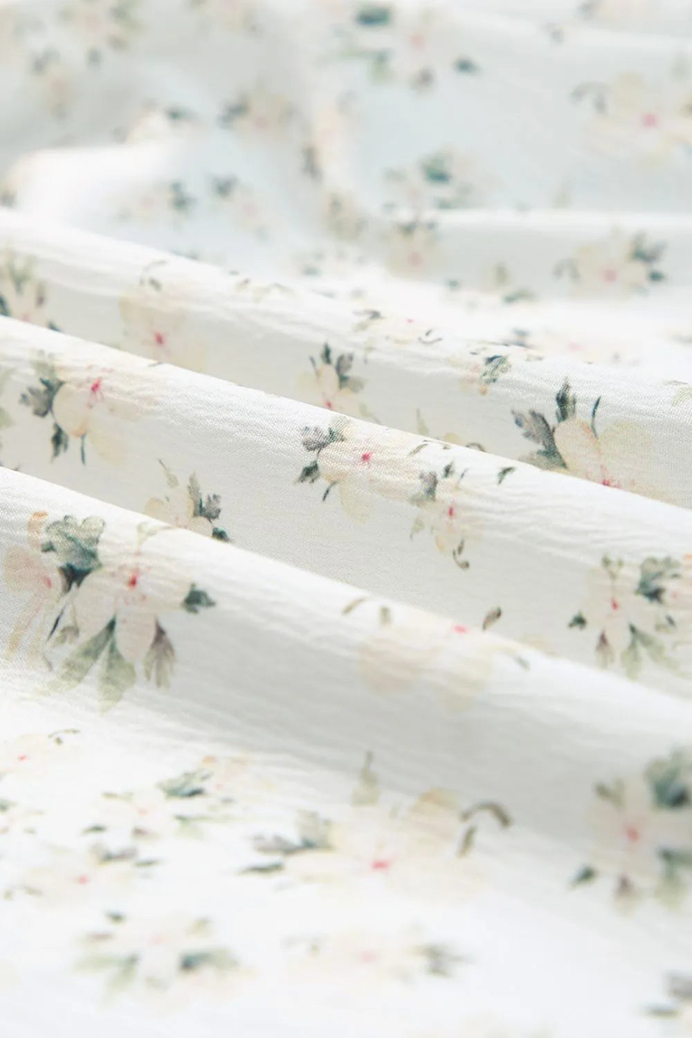 Floral Smocked Short Puff Sleeve Maxi Dress- White