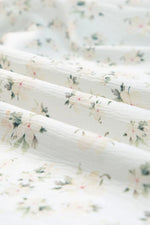 Floral Smocked Short Puff Sleeve Maxi Dress- White