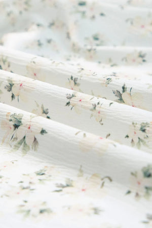 Floral Smocked Short Puff Sleeve Maxi Dress- White