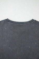 Kindness Butterflies Graphic Mineral Wash Loose Tee- Dark Gray