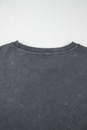 Kindness Butterflies Graphic Mineral Wash Loose Tee- Dark Gray