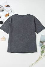 Kindness Butterflies Graphic Mineral Wash Loose Tee- Dark Gray