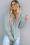Frill Trim Flounce Sleeve Blouse- Sage