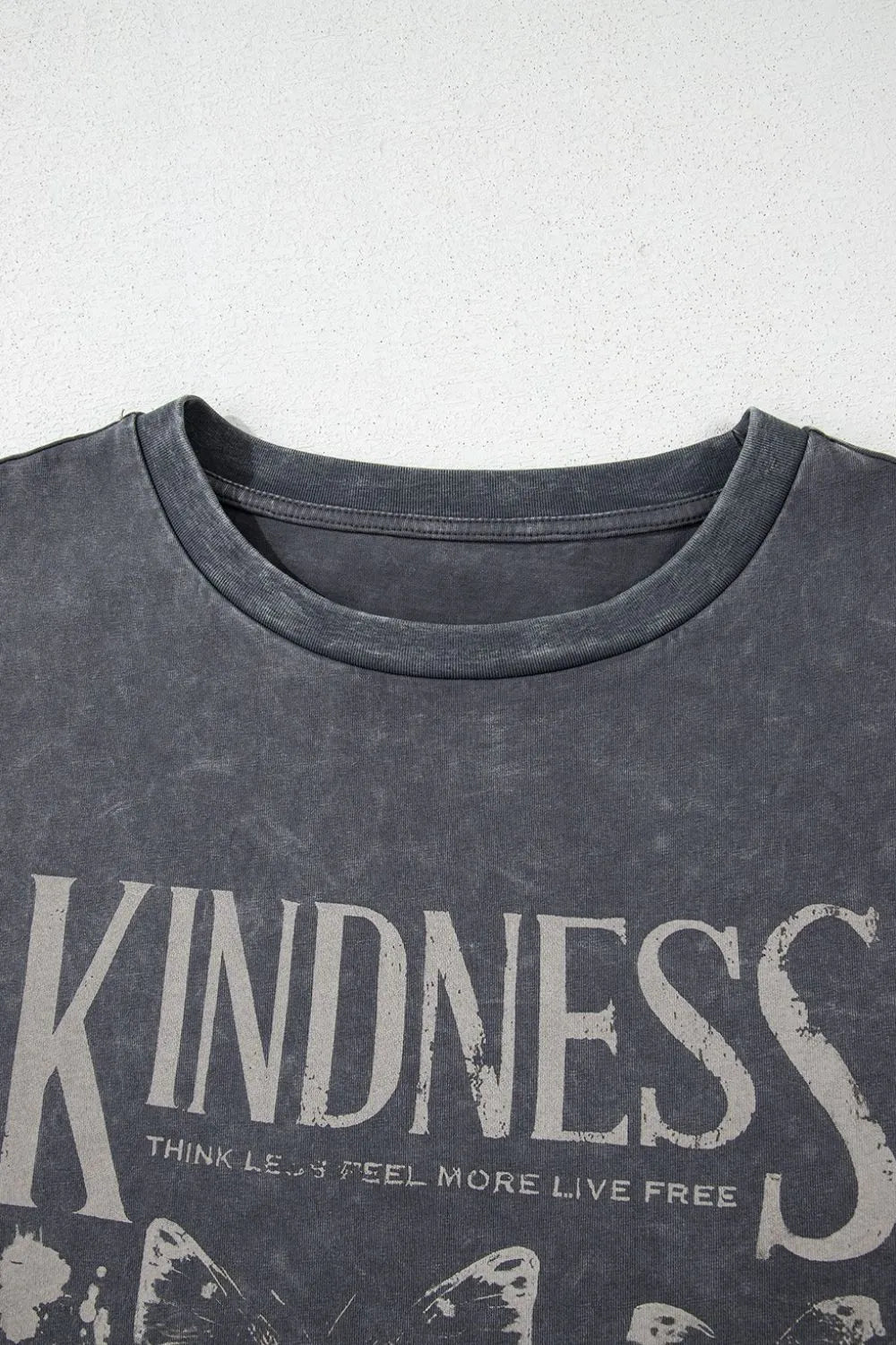 Kindness Butterflies Graphic Mineral Wash Loose Tee- Dark Gray