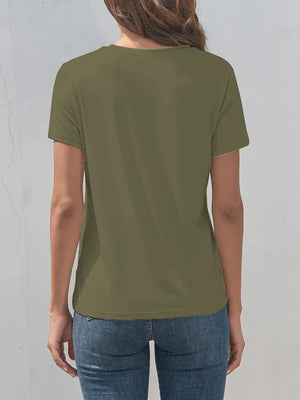 Graphic Round Neck Short Sleeve T-Shirt- Faith Can Move Mountains-Matcha Green-Back