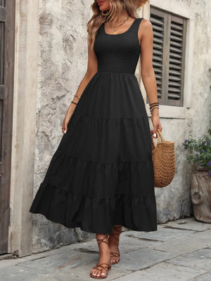 Ivy Lane Sleeveless Tank Black Dress with Smocked Waist