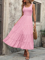 Ivy Lane Smocked Scoop Neck Sleeveless _Pink_Tank Dress