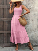 Pink Ivy Lane Smocked Scoop Neck Sleeveless Tank Dress