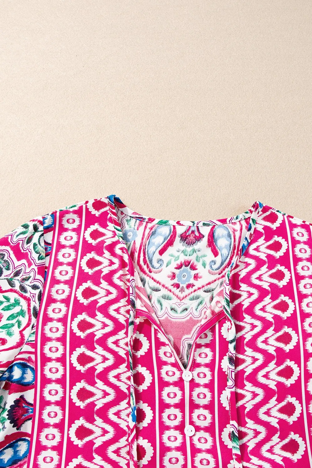 Printed Tie Neck Short Sleeve Floral Dress