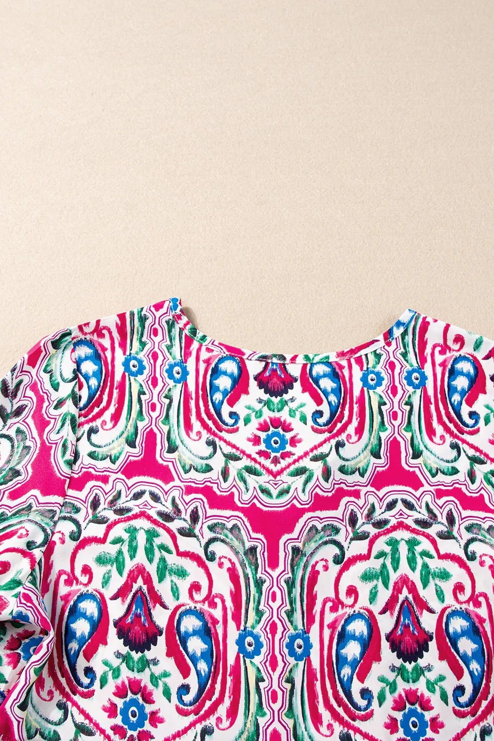 Printed Tie Neck Short Sleeve Floral Back Dress