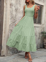 Women's Light Green Smocked Tank Dress – Ivy Lane Scoop Neck
