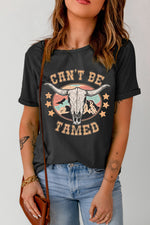 CAN'T BE TAMED Graphic Short Sleeve Tee- Black