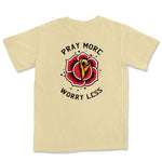 Comfort Colors Butter Men Graphic Rose on Back Vintage T-Shirt Pray More Worry Less