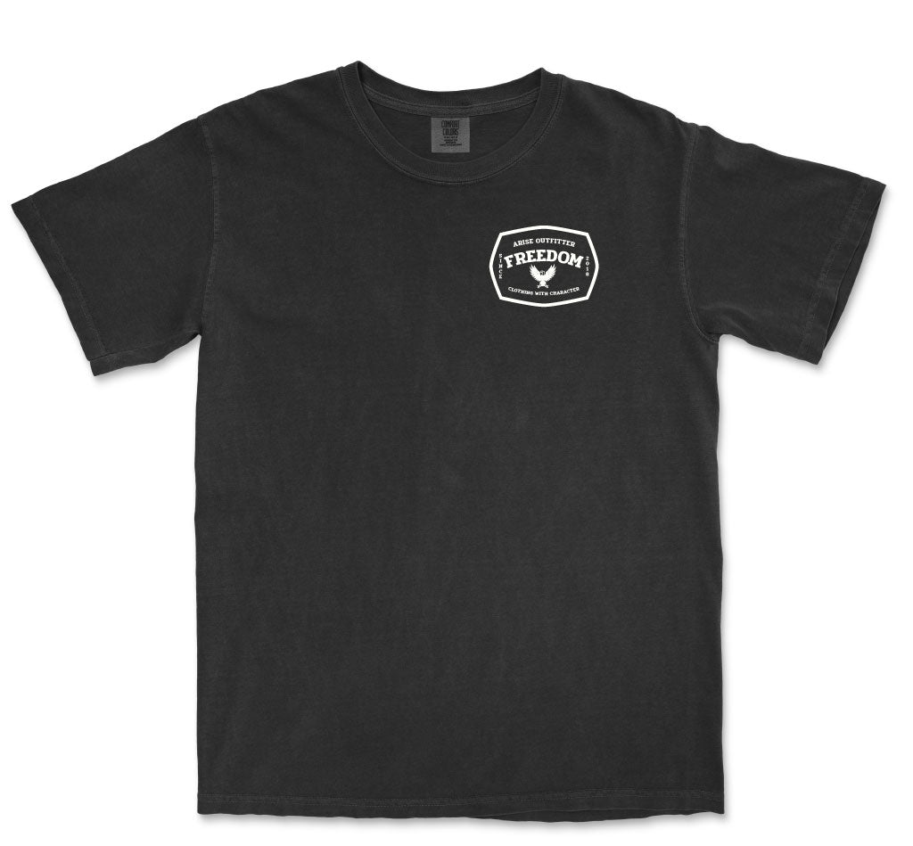 Comfort Colors Men Black Graphic Vintage T-Shirt Freedom 