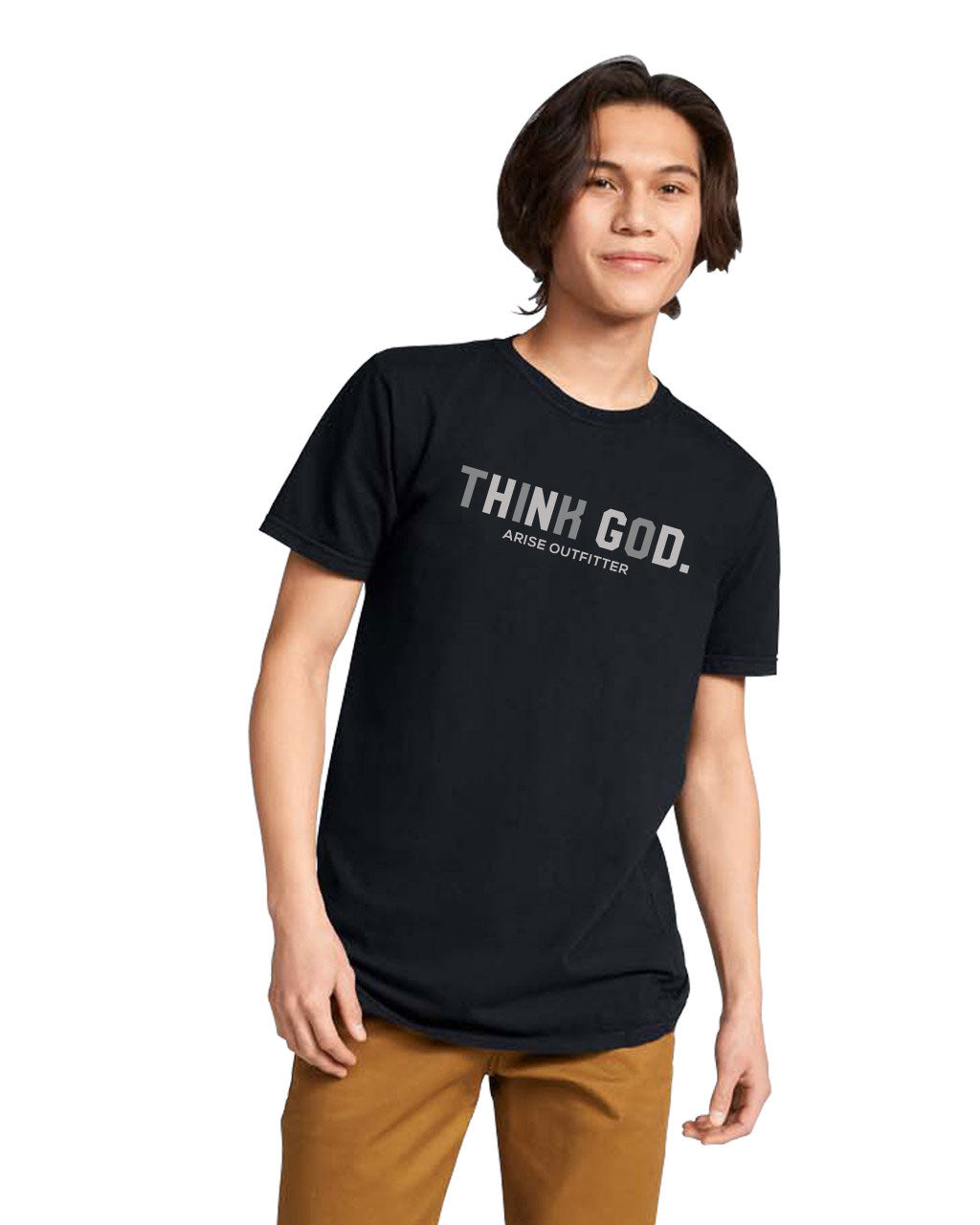 Comfort Colors Black Think God Men Graphic Vintage T-Shirt