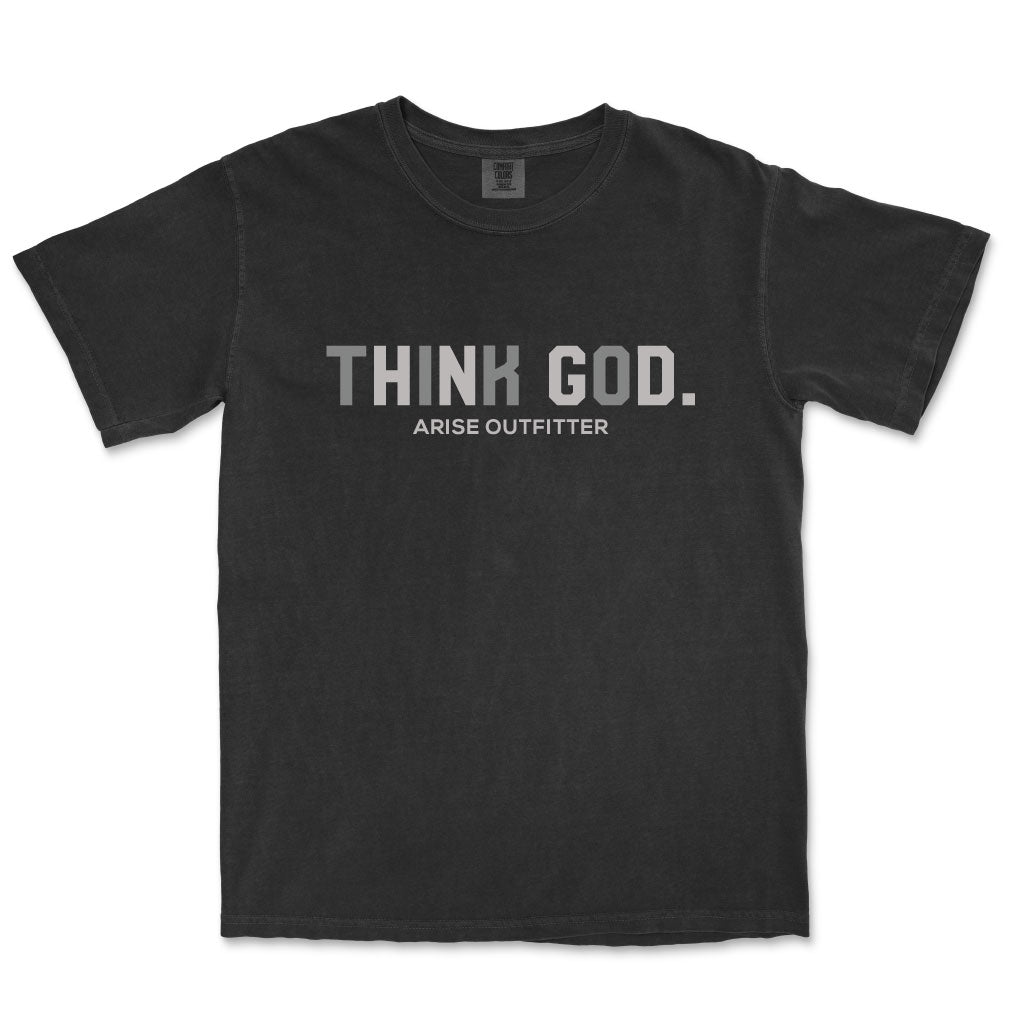 Comfort Colors Black Think God Men Graphic Vintage T-Shirt