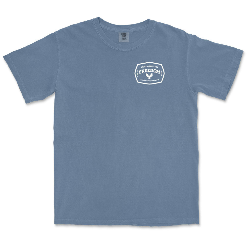 Comfort Colors Freedom Men Blue Jean Graphic Vintage T-Shirt with Eagle on back 