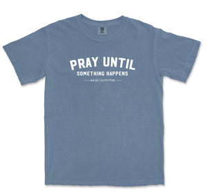 Comfort Colors Blue Jean Pray Until Something Happens Men Graphic Vintage T-Shirt