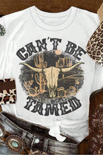 Graphic Round Neck Short Sleeve T-Shirt- White
