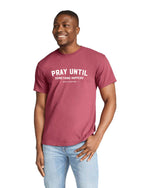 Comfort Colors Crimsom Pray Until Something Happens Men Graphic Vintage T-Shirt
