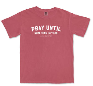 Comfort Colors Crimsom Pray Until Something Happens Men Graphic Vintage T-Shirt