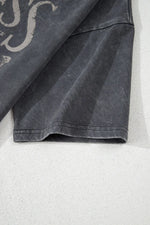 Kindness Butterflies Graphic Mineral Wash Loose Tee- Dark Gray