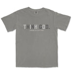 Comfort Colors Grey Think God Men Graphic Vintage T-Shirt