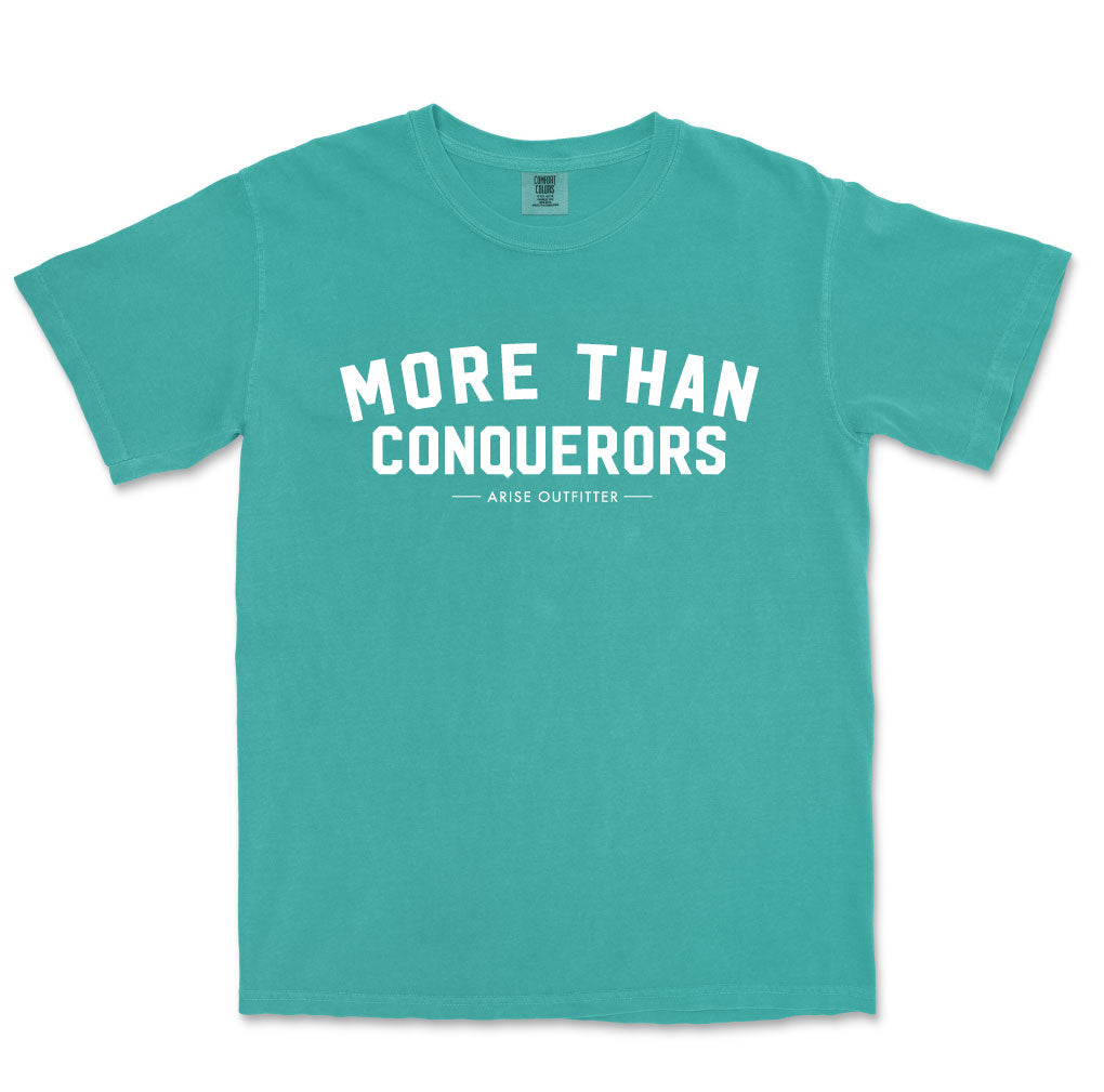 Comfort Colors Seafoam More Than Conquerors Graphic Men Vintage T-Shirt