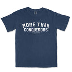 Comfort Colors True Navy More Than Conquerors Graphic Cracked Letters Men Vintage T-Shirt
