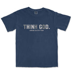 Comfort Colors True Navy Think God Men Graphic Vintage T-Shirt