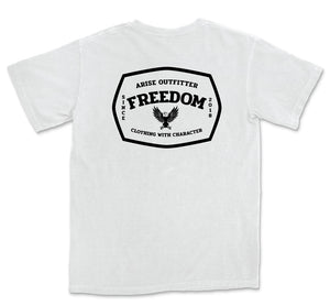 Comfort Colors Freedom Men White Graphic Vintage T-Shirt with Eagle on back 