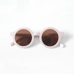 Round kids retro sunglasses soft pink UV400 sun protection